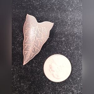 Leaf Shaped Enamel Pin in Pale Pink with Rose Gold Detail